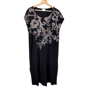 J Jill Womens Trellis Embroidered Maxi Dress Size L Coastal Boho Beachy Vacation